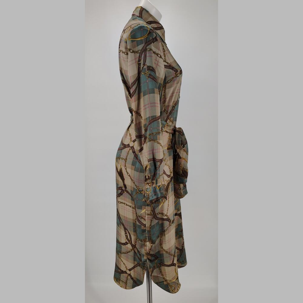 Lauren Ralph Lauren Equestrian Belt Print Shirt Dress Sz 6 - Picture 3 of 16